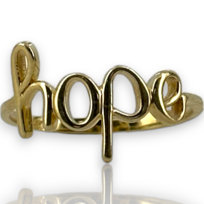 Expression Word Statement 14kt 585 Yellow Gold Hope Wire Ring Size 6
