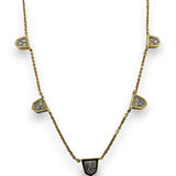 Kendra Scott Shannon Solid 14k Yellow Gold Collar Necklace with 5 Diamond Stations Adjustable Chain 16-18"