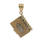Solid 14kt Yellow Gold Opening Spanish Holy Bible Dangle Charm