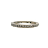 Antique 1920s Solid 14kt White Gold and Diamond Thin Channel Set Eternity Band Ring Size 4.25