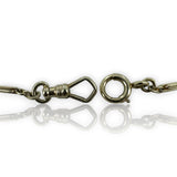 1920s Art Deco National Gold Chain Co 14kt White Gold 14" Pocket Watch Engraved Bar Chain Fob