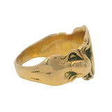 Antique Victorian Solid 14kt Yellow Gold "CC" Men's Signet Ring with Two Figures Size 13