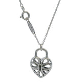 Tiffany & Co 925 Sterling Silver Filigree Heart Lock 16" Chain Necklace