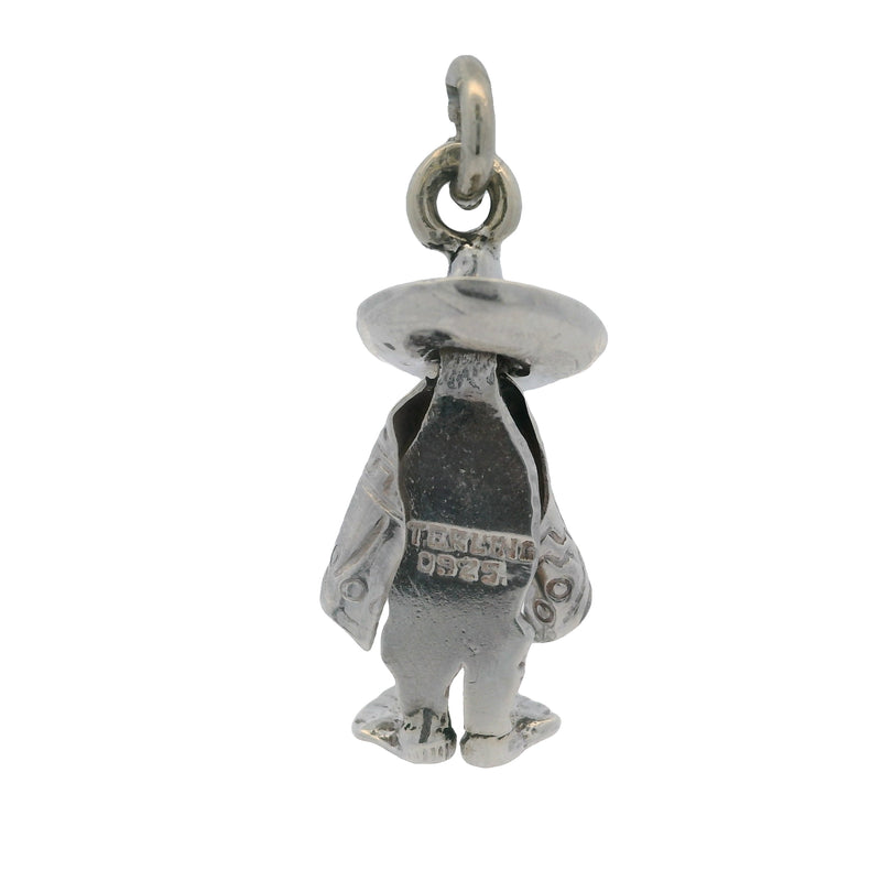 Dije de pulsera con sombrero y poncho de plata esterlina 925 mexicana
