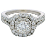 Vera Wang Love 14kt White Gold Double Halo Diamond Solitaire With Split Shank Engagement Ring