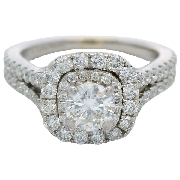 Vera Wang Love 14kt White Gold Double Halo Diamond Solitaire With Split Shank Engagement Ring