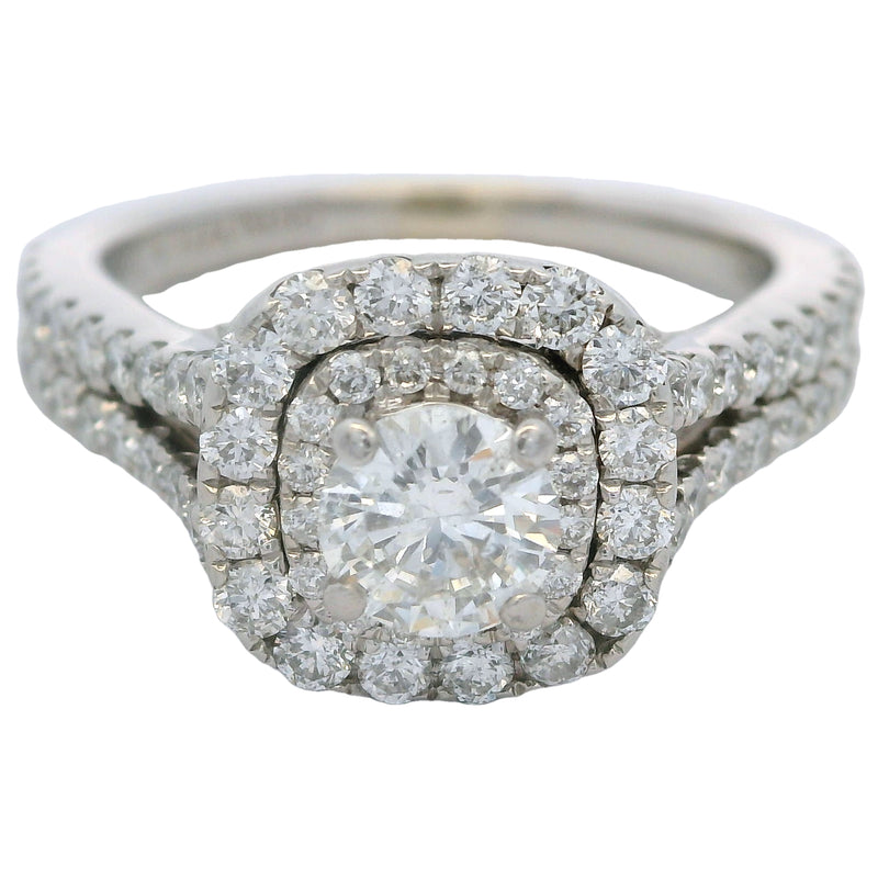 Vera Wang Love 14kt White Gold Double Halo Diamond Solitaire With Split Shank Engagement Ring