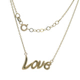Solid 14kt Yellow Gold "Love" Stationed Pendant Necklace 18.25"