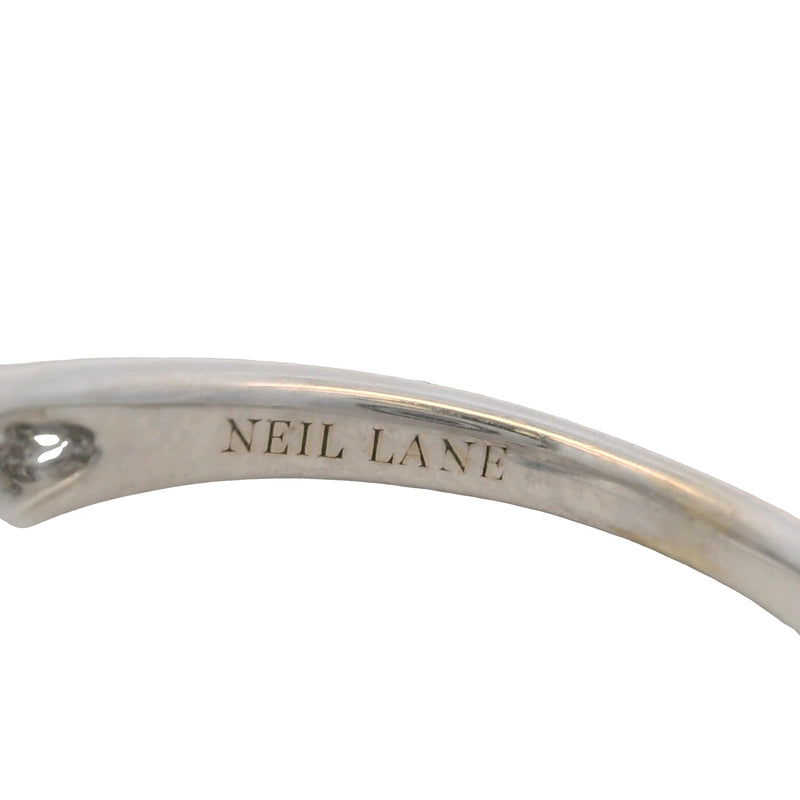 Neil Lane 14kt White Gold Pear Cut Diamond Ring with Diamond Double Halo and Braid Band Size 5