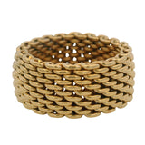 Tiffany & Co Retired Solid 18kt Yellow Gold Somerset Mesh 10mm Wide Band Ring Size 10