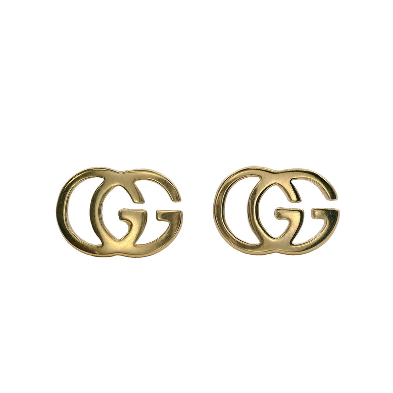 Gucci GG Running Logo Stud Earrings In Solid 18kt Yellow Gold Made in Italy