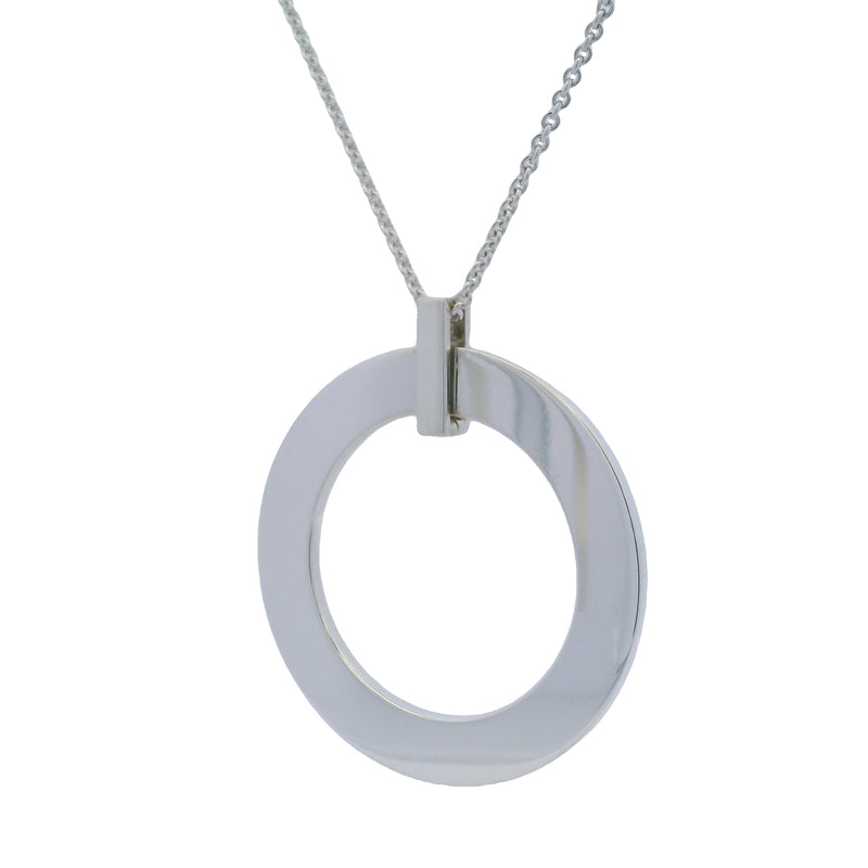 Tiffany & Co 1837 Collection 925 Sterling Silver Large 1.7" Circle Pendant with 18" Chain Made In Italy