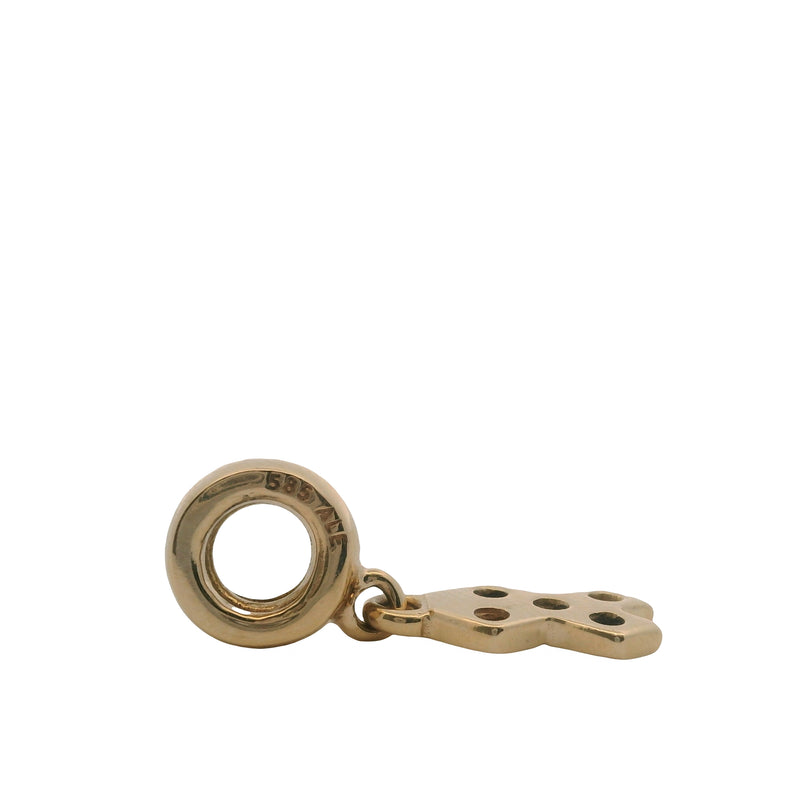 Charm colgante de cáncer de mama de Pandora en oro amarillo macizo de 14 kt y zafiro rosa retirado