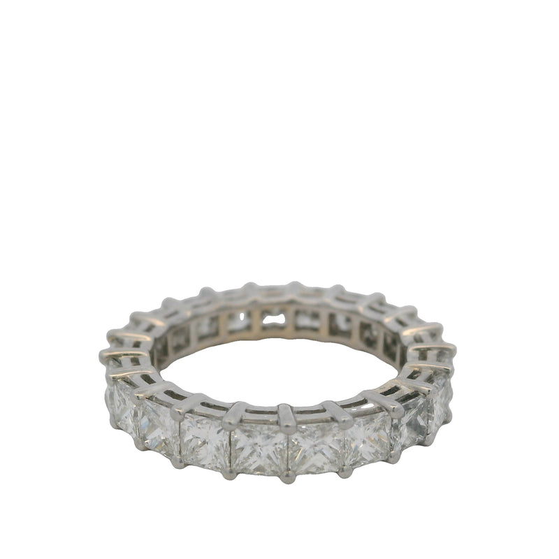 Rayalty Jewelry Solid 18kt White Gold and 3.99ctw Princess Cut Diamond 4.11mm Eternity Band Ring Size 6.75