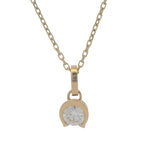 Pandora Solid 14kt Yellow Gold Lab Grown Diamond Horseshoe Pendant on 17.5" Chain