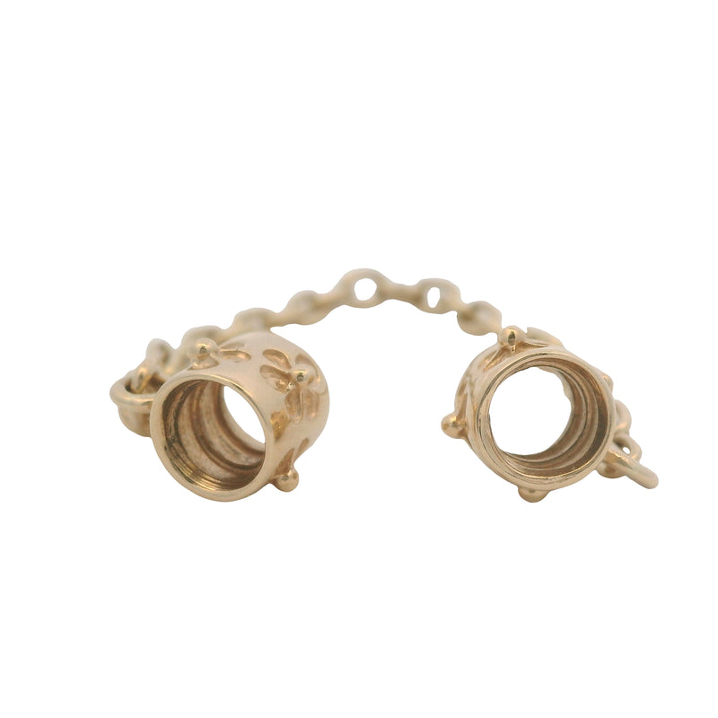 Pandora Retired Solid 14kt Yellow Gold Floral Safety Chain Spacer Charm