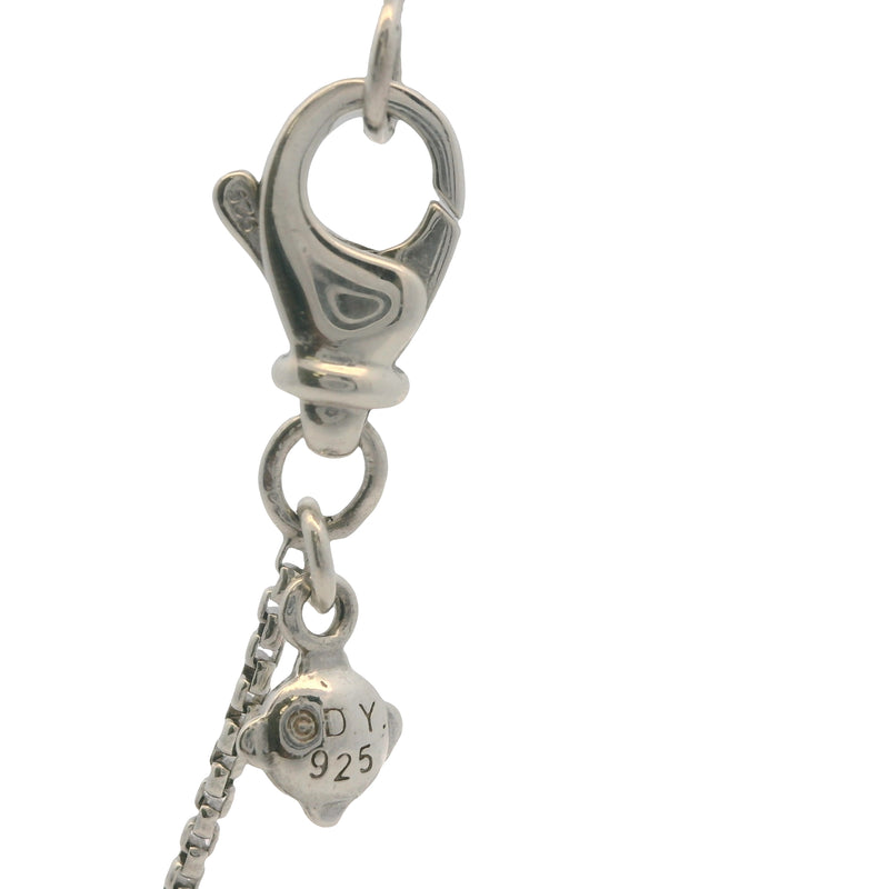 David Yurman Solid 925 Sterling Silver and Diamond Infinity Knot Cluster Pendant 17.5" Necklace