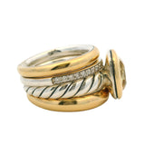 David Yurman 18kt Yellow Gold Sterling Silver Citrine Mercer Four Row Ring Sz 6