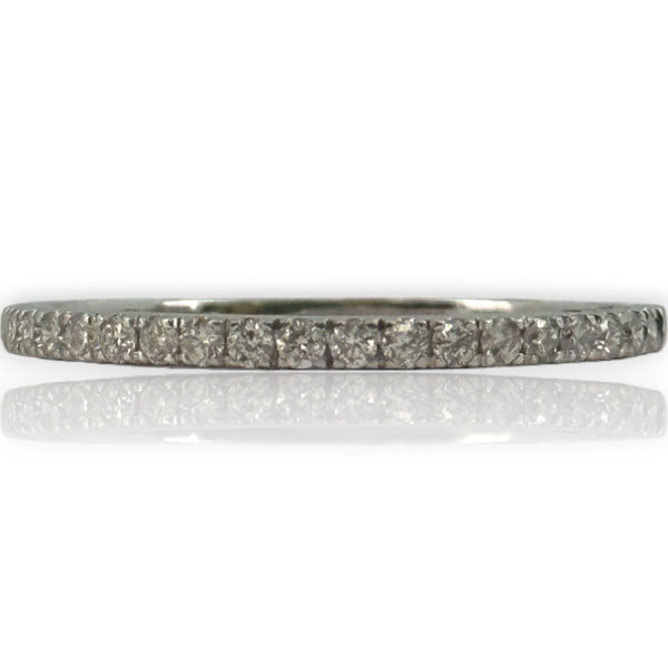 Unique Designs 14kt White Gold and Diamond Half Eternity Stackable Wedding Band Size 11