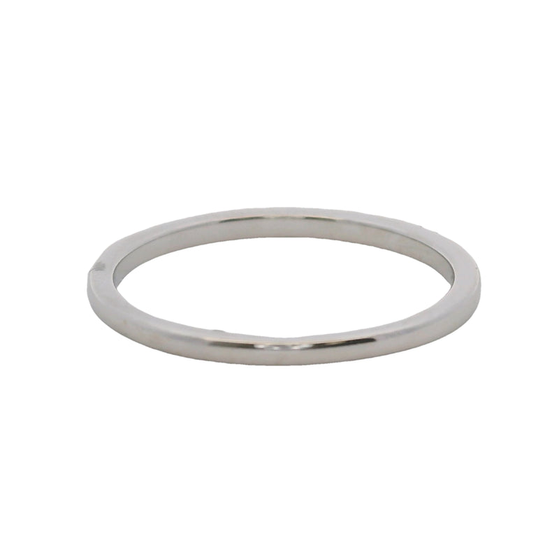 Solid 14kt White Gold and Diamond Thin Dainty Stackable Wedding Band Ring Size 7