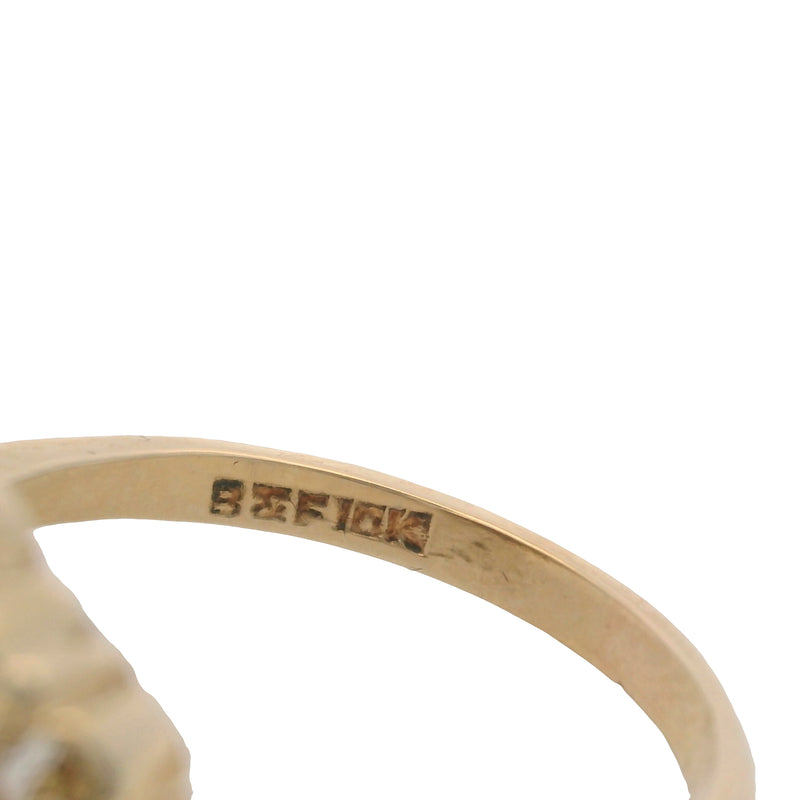 Vintage 1940-50s Solid 10kt Yellow Gold Scroll Oval "M" Signet Ring Size 5.5