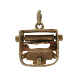 Vintage Solid 14kt Yellow Gold Typewriter Movable Dangle Charm