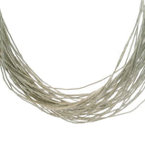 Vintage Solid 925 Sterling Silver Liquid Silver Multi-Strand Extra Long 30"Necklace
