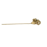 Antique Solid 14kt Yellow Gold Ram's Head Figural Stick Lapel Pin With Sapphire Eyes