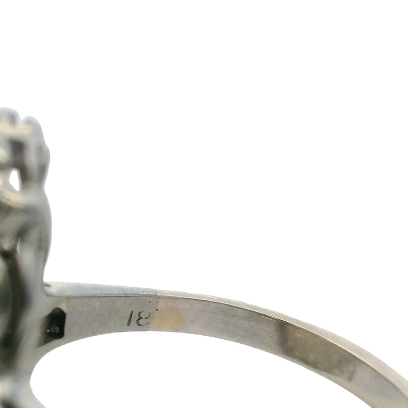 Late 1920s 18kt White Gold and Diamond 19mm Long Milgrain Dinner Ring Size 5