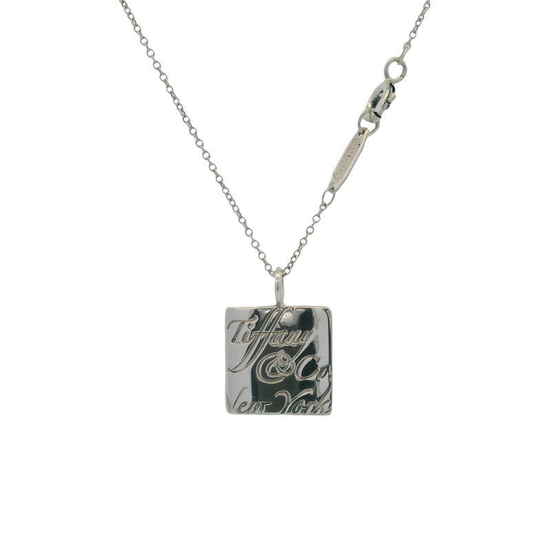 Tiffany & Co New York 925 Sterling Silver Square Notes 16" Pendant Necklace