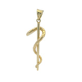 Vintage Solid 14kt Gold Medical Staff Snake Rod of Asclepius Charm Pendant