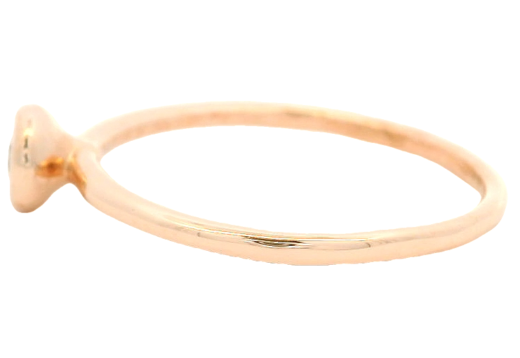 Anillo de compromiso con solitario de diamantes engastados en bisel, oro rosa de 14 kt, apilable