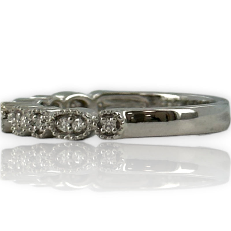 Zoara Platinum and Diamond Milgrain Round and Marquise Shapes Wedding Band