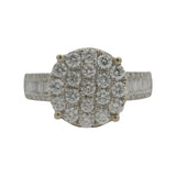 Solid 14kt White Gold 1.38ctw Diamond Cluster Circle Statement Ring with Baguette Sides Size 7
