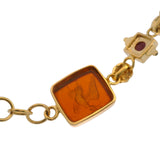 Tagliamonte Italian 18kt Yellow Gold Venetian Glass Animal Intaglio and Ruby 8.25" Bracelet