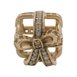 Pandora Retired 14kt Yellow Gold "All Wrapped Up" Gift Box CZ Spacer Bead Charm
