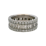950 Platinum 3.22ctw Baguette Round Diamond Handmade Eternity Band Ring Size 5