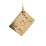 Solid 14kt Yellow Gold Marriage License "State of Bliss" Dangle Charm
