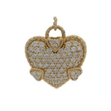 Vintage Judith Ripka Solid 14k Yellow Gold and Diamond Heart Charm Pendant