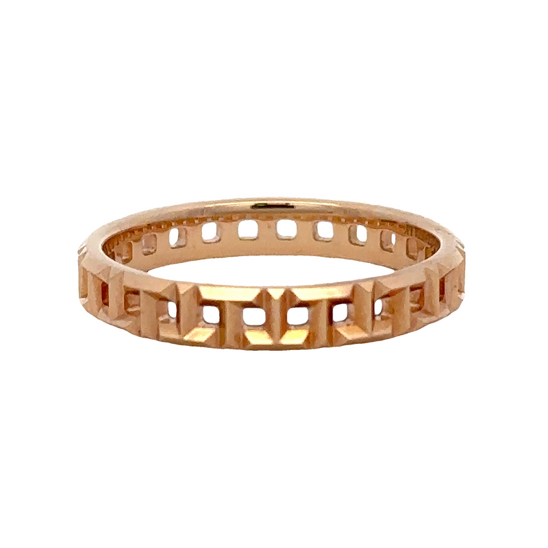 Tiffany & Co Solid 18kt Rose Gold Tiffany T Collection True Narrow Ring with Alternating T Motif Size 7.25 Made in Italy