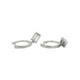 Solid 18kt White Gold and Diamond Drop/Dangle Halo Huggie Earrings