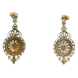 Antique Victorian Solid 14kt Yellow Gold and Jade Etruscan Revival Dangle Earrings