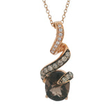 LeVian Solid 14kt Rose Gold Smoky Quartz and Diamond Ribbon Pendant