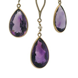 Antique Early 1900s Art Nouveau 14kt Yellow Gold Amethyst and Pearl 14.5" Festoon Necklace