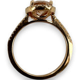 QCD Quality Color Design 14kt Solid Rose Gold and Morganite Ring with Accent Diamond Halo Engagement Size 7