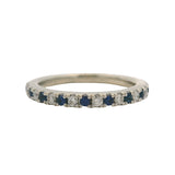Vera Wang Love Solid 14kt White Gold Diamond and Sapphire Band Ring Size 5.25