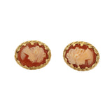 Vintage Solid 14kt Yellow Gold and Conch Shell Cameo Drop/Dangle Earrings
