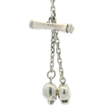 Solid 925 Sterling Silver Dangling Skulls Skeleton 16" Toggle-Style Chain Necklace
