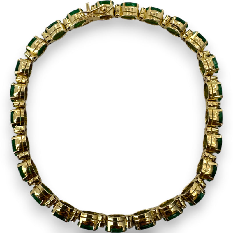 Emerald and Diamond 7.5" Tennis Bracelet 14kt Yellow Gold