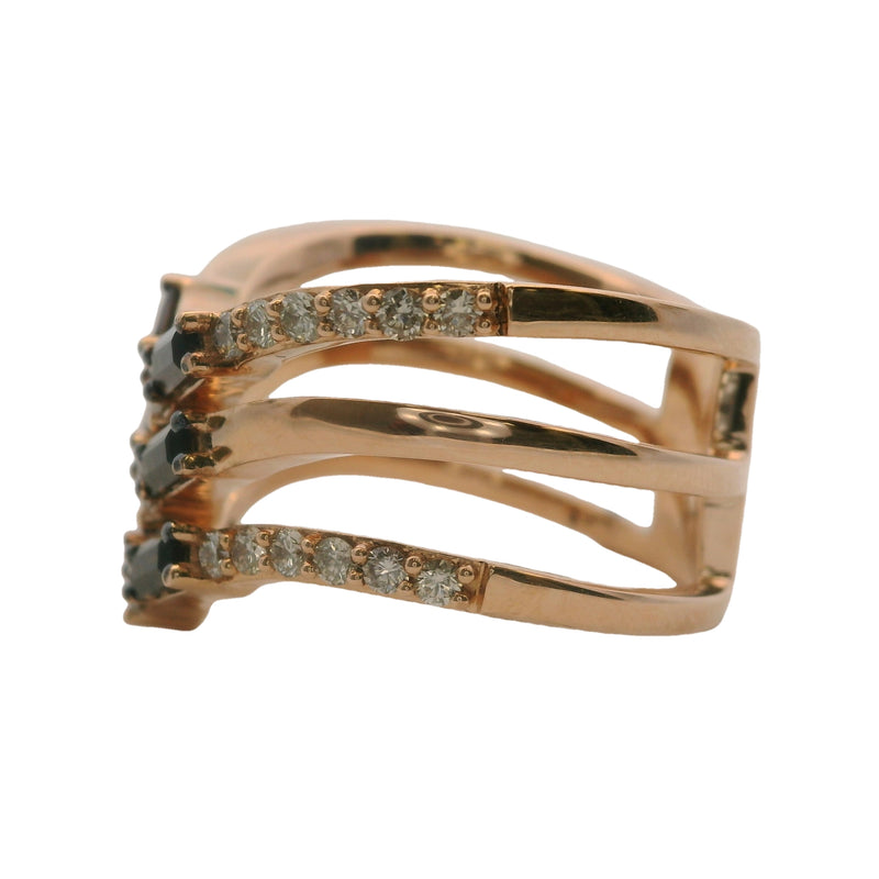 Le Vian 14kt Rose Gold "Chocolate" Smoky Quartz and Diamond 3-Band Stacked Ring Size 7